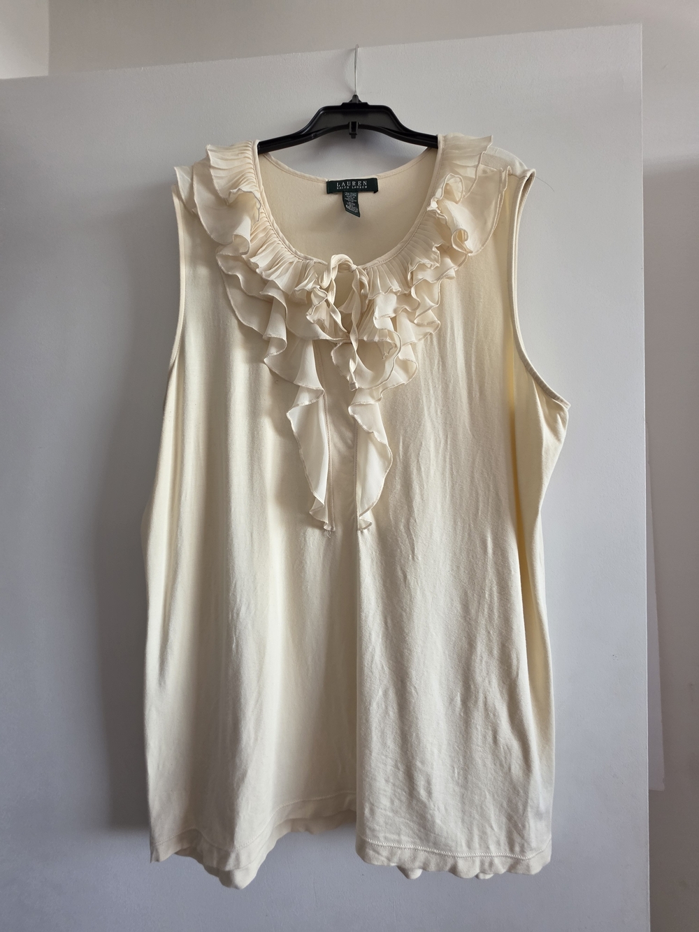 Lauren Ralph Lauren Cream Ruffle-Front Sleeveless Camisole